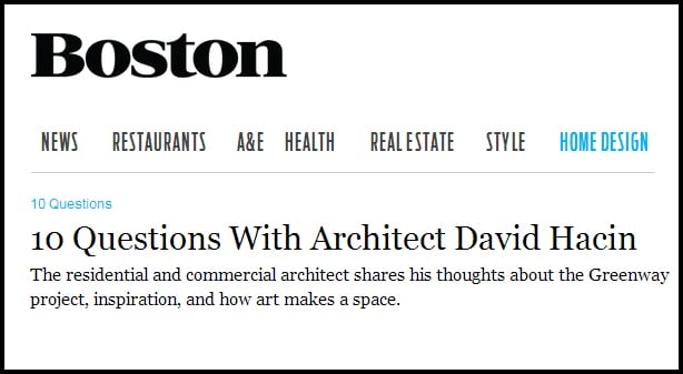 10 Questions: Boston Magazine Interviews David Hacin