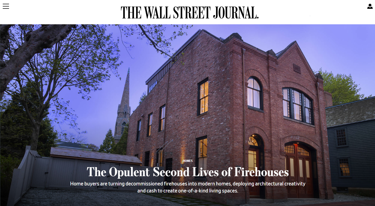 Wall Street Journal features our Newport Firehouse