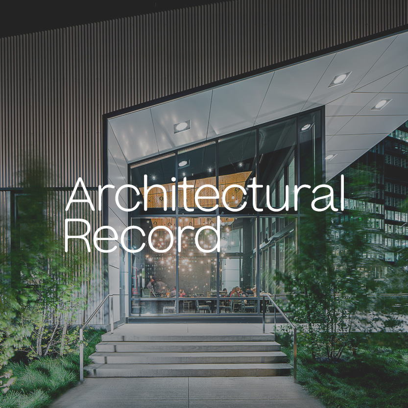 Architectural Record logo with modern commercial building background