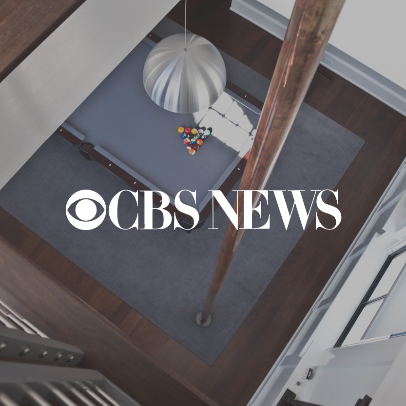 CBS News logo with pool table background