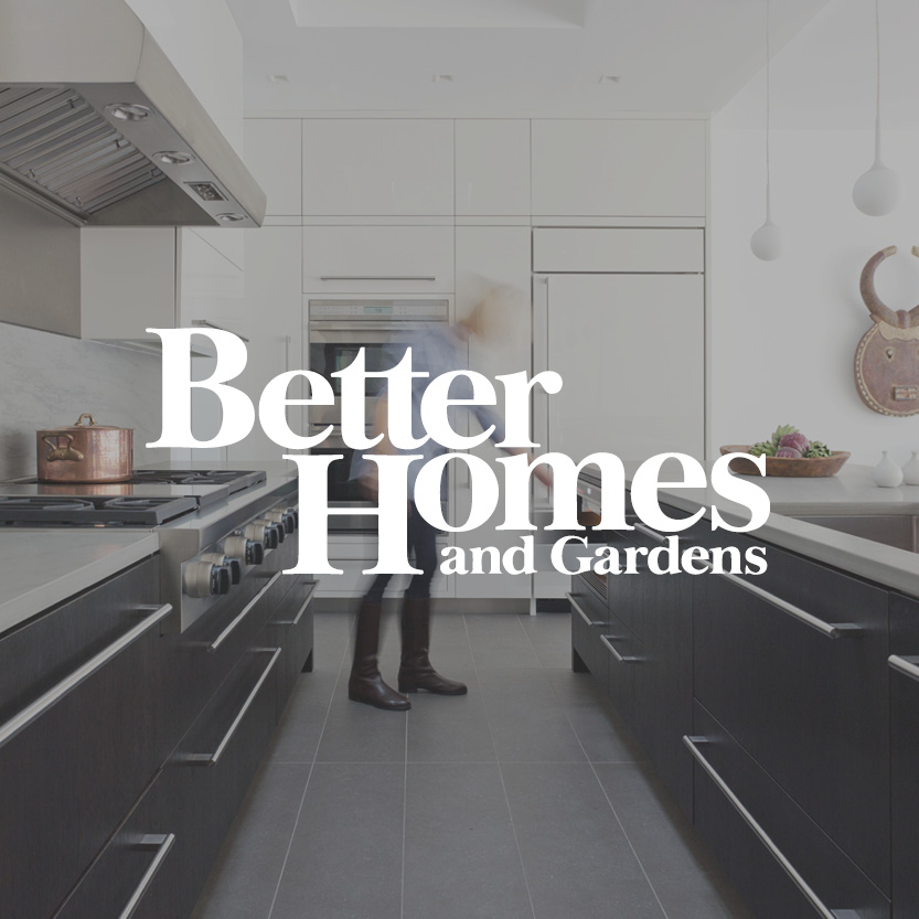 Better Homes and Gardens logo with commercial kitchen background