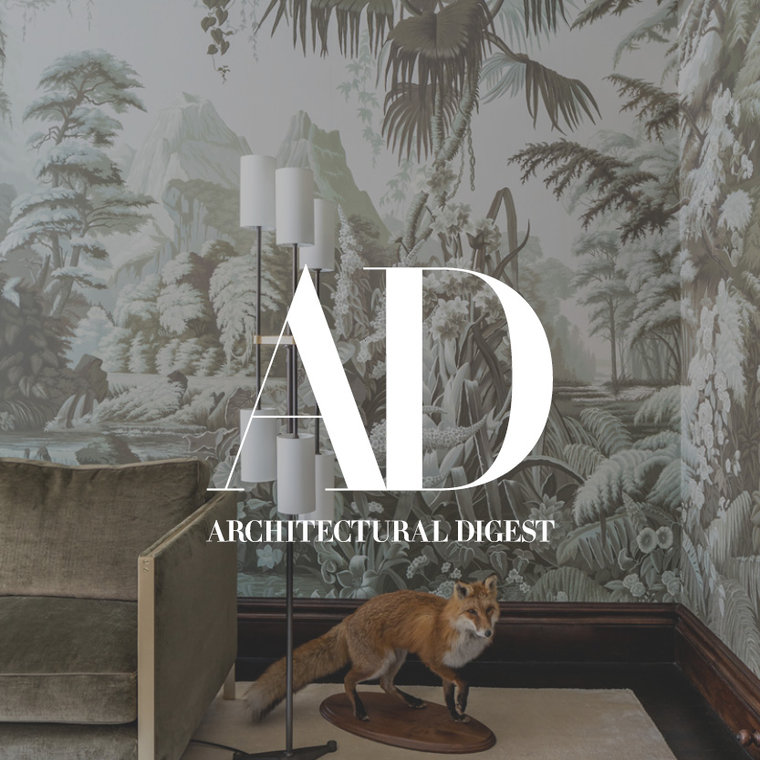 Architectural Digest cover with upscale living room