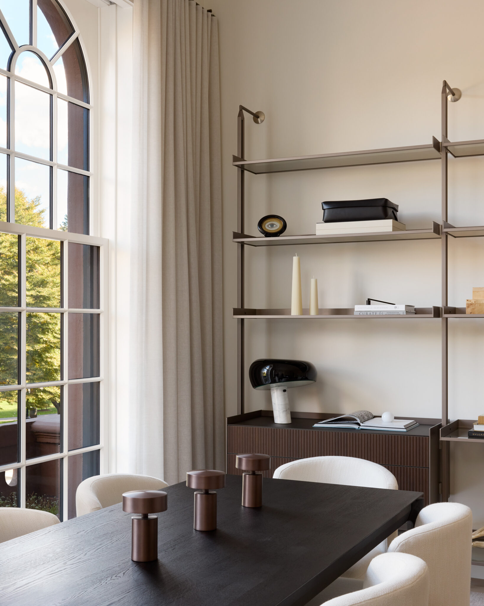 elevated minimalism built in bookshelf