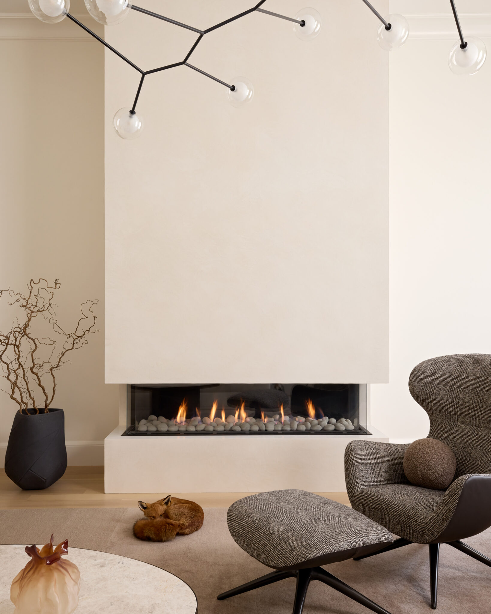 elevated minimalism modern fireplace